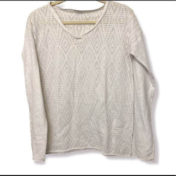 Prana white long sleeve sheer coastal beachy shirt top cotton blouse M - Picture 1 of 9